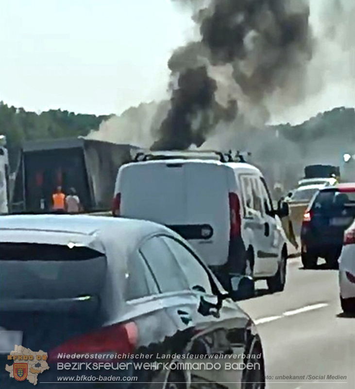 20240823_LKW-Brand auf der A2 im Gemeindegebiet Traiskirchen   Foto: unbekannt/Social Medien