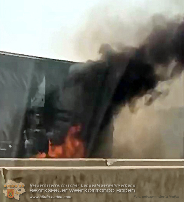 20240823_LKW-Brand auf der A2 im Gemeindegebiet Traiskirchen   Foto: unbekannt/Social Medien