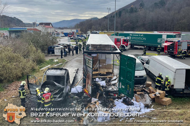 20241124_Lkw brennt auf Parkplatz neben Tankstelle in Alland Foto: Freiwillige Feuerwehr Groisbach 20241124_Lkw brennt auf Parkplatz neben Tankstelle in Alland Foto: Freiwillige Feuerwehr Groisbach