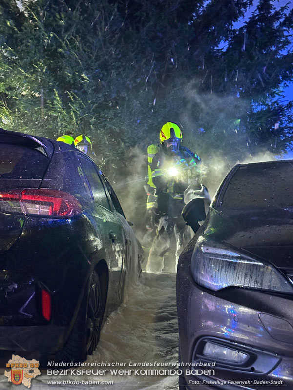 20250115_Zwei geparkte Fahrzeuge im Badener Stadtgebiet in Vollbrand  Foto: Freiwillige Feuerwehr Baden-Stadt