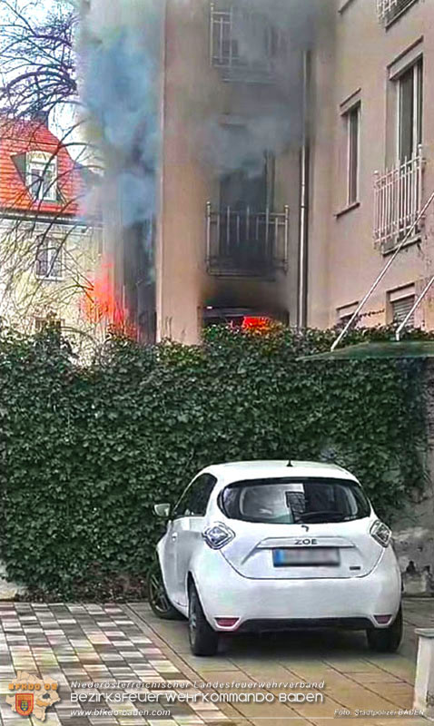 20250206_Wohnungsbrand in Badener Mehrparteienhaus - Feuerwehr rettet Personen und Tiere Foto: Stadtpolizei BADEN 20250206_Wohnungsbrand in Badener Mehrparteienhaus - Feuerwehr rettet Personen und Tiere Foto: Stadtpolizei BADEN