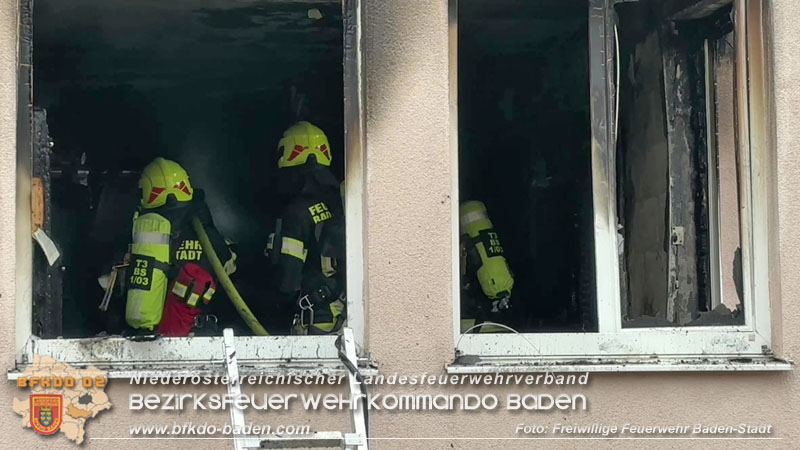 20250206_Wohnungsbrand in Badener Mehrparteienhaus - Feuerwehr rettet Personen und Tiere Foto: van de Castell FF Baden-Stadt 20250206_Wohnungsbrand in Badener Mehrparteienhaus - Feuerwehr rettet Personen und Tiere Foto: van de Castell FF Baden-Stadt