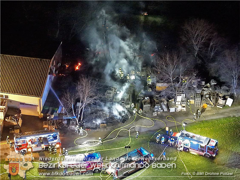 20250207_Brand auf einem Lagerplatz in Tribuswinkel Foto: © BMI Drohne Polizei 20250207_Brand auf einem Lagerplatz in Tribuswinkel Foto: © BMI Drohne Polizei
