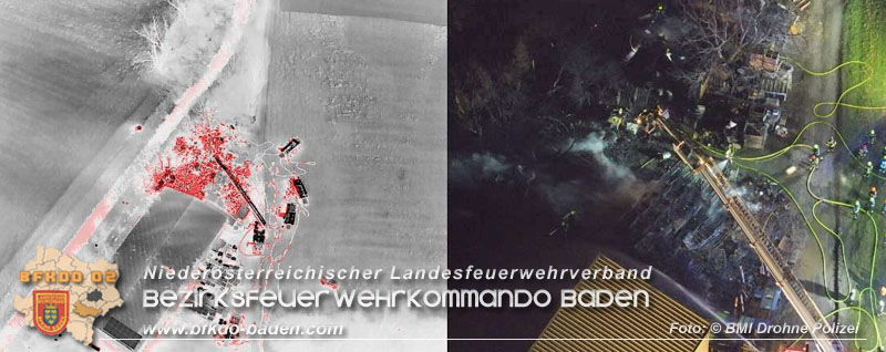20250207_Brand auf einem Lagerplatz in Tribuswinkel Foto: © BMI Drohne Polizei 20250207_Brand auf einem Lagerplatz in Tribuswinkel Foto: © BMI Drohne Polizei