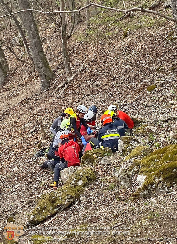 20250405_Kletterunfall im Helenental bei Sattelbach Gemeinde Heiligenkreuz Foto: Freiwillige Feuerwehr Alland 20250405_Kletterunfall im Helenental bei Sattelbach Gemeinde Heiligenkreuz Foto: Freiwillige Feuerwehr Alland