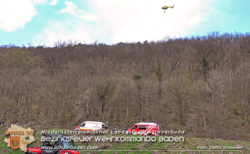 20250405_Kletterunfall im Helenental bei Sattelbach Gemeinde Heiligenkreuz Foto: Stefan Schneider BFKDO BADEN 20250405_Kletterunfall im Helenental bei Sattelbach Gemeinde Heiligenkreuz Foto: Stefan Schneider BFKDO BADEN