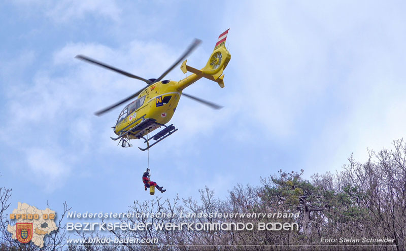 20250405_Kletterunfall im Helenental bei Sattelbach Gemeinde Heiligenkreuz Foto: Stefan Schneider BFKDO BADEN 20250405_Kletterunfall im Helenental bei Sattelbach Gemeinde Heiligenkreuz Foto: Stefan Schneider BFKDO BADEN