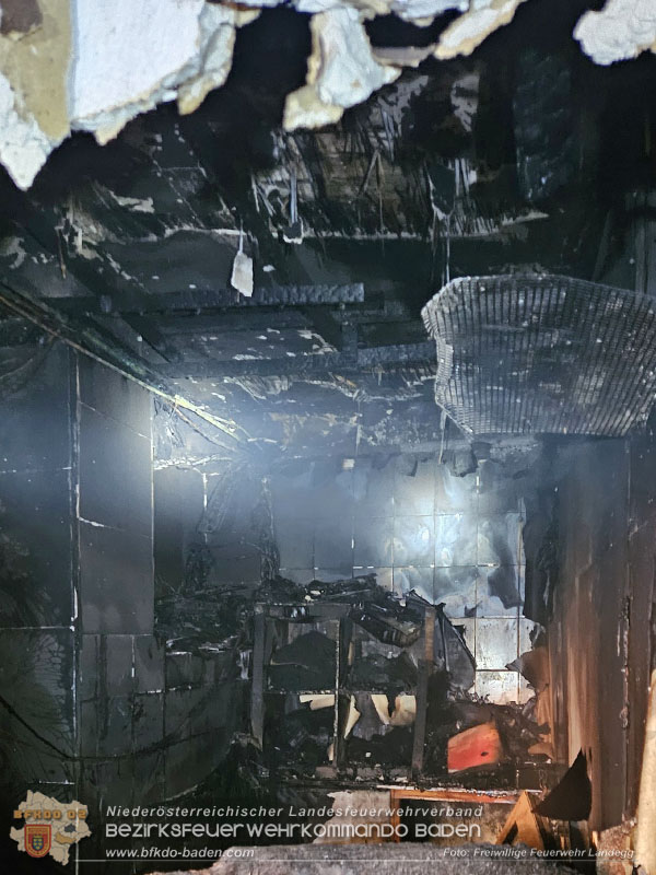 20250424_Nächtlicher Brand in einem Lokal in Pottendorf Foto: Freiwillige Feuerwehr Landegg 20250424_Nächtlicher Brand in einem Lokal in Pottendorf Foto: Freiwillige Feuerwehr Landegg
