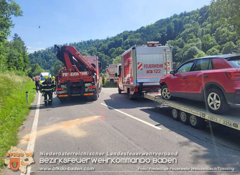20250606_Fahrzeugüberschlag auf der LB18 zwischen Altenmarkt a.d.Triesting und Weissenbach Foto: Freiwillige Feuerwehr Weissenbach/Triesting