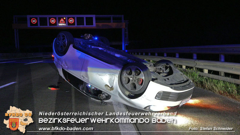 20250701_Nächtlicher Unfall auf der A2 beim Knoten Guntramsdorf  Foto: Stefan Schneider BFKDO BADEN