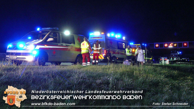 20250701_Nächtlicher Unfall auf der A2 beim Knoten Guntramsdorf Foto: Stefan Schneider BFKDO BADEN