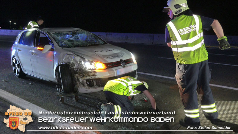 20250701_Nächtlicher Unfall auf der A2 beim Knoten Guntramsdorf Foto: Stefan Schneider BFKDO BADEN