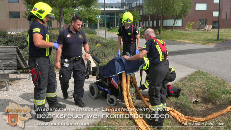20250829_E-Rollstuhlfahrer kippt in Graben und muss gerettet werden Foto: Stefan Schneider BFKDO BADEN 20250829_E-Rollstuhlfahrer kippt in Graben und muss gerettet werden Foto: Stefan Schneider BFKDO BADEN