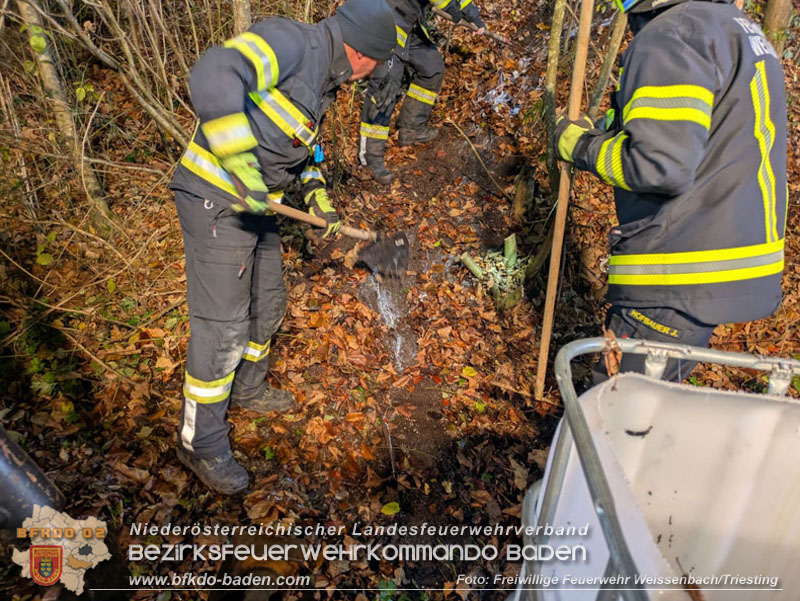 20251114_Umwelteinsatz in Weissenbach - Zähflüssiges Medium aus Regenwasserkanal ausgetreten Foto: FF Weissenbach/Triesting 20251114_Umwelteinsatz in Weissenbach - Zähflüssiges Medium aus Regenwasserkanal ausgetreten Foto: FF Weissenbach/Triesting
