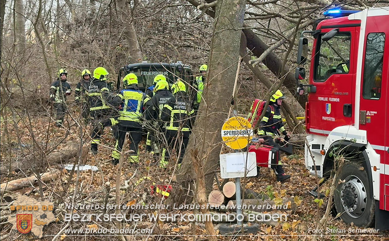 20251127_Person in Tribuswinkel unter Baum eingeklemmt - Feuerwehr kann Mann retten   Foto: Stefan Schneider BFKDO BADEN