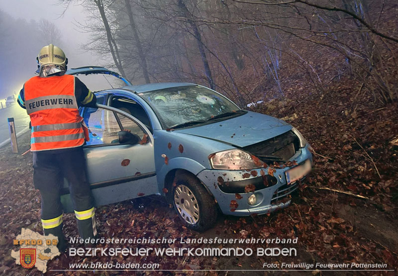 20251209_Lenkerin bei Nebel verunfallt auf der L138  Foto: Dominik Baumgartner FF Pottenstein