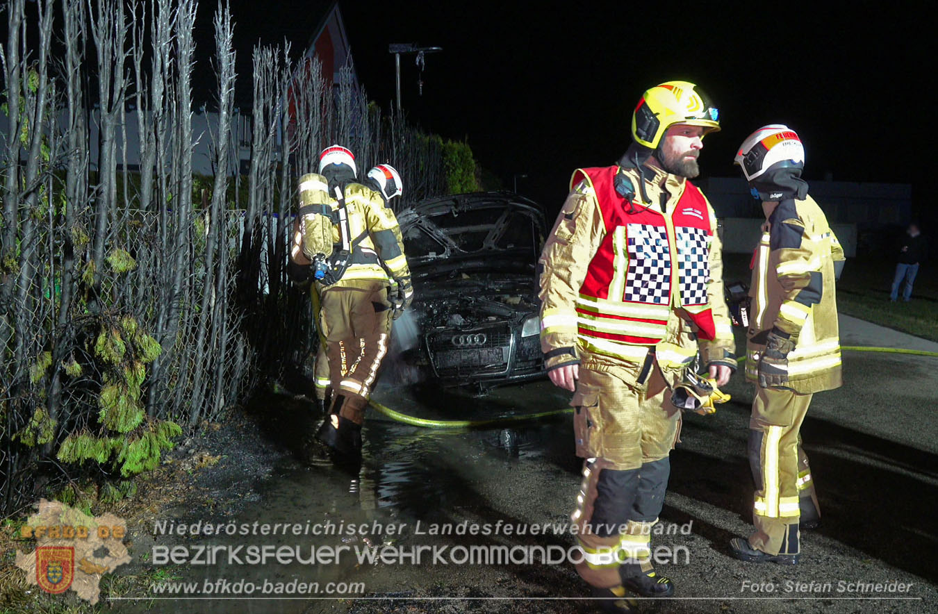 20260101_Brand einer Thujenhecke greift auf PKW über in Ebreichsdorf Foto: Stefan Schneider BFKDO BADEN 20260101_Brand einer Thujenhecke greift auf PKW über in Ebreichsdorf Foto: Stefan Schneider BFKDO BADEN