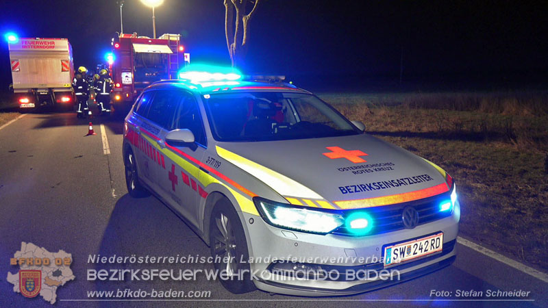 20260209_Verkehrsunfall auf der L4043 mit 5 Verletzte bei Mitterndorf a.d. Fischa Foto: Stefan Schneider BFKDO BADEN