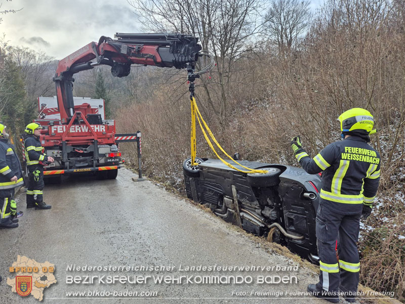 20260217_Fahrzeugbergung aus Bachverlauf in Furth/Triesting Ortsteil Eberbach Foto: FF Weissenbach/Triesting 20260217_Fahrzeugbergung aus Bachverlauf in Furth/Triesting Ortsteil Eberbach Foto: FF Weissenbach/Triesting