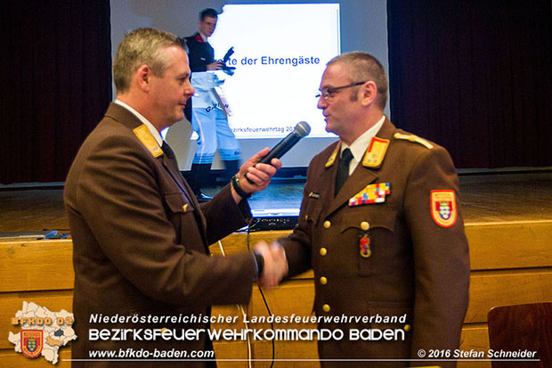 Bezirksfeuerwehrtag 2016 mit Wahlen in Schönau a.d.Triesting  Fotos: Daniel Wirth u. Stefan Schneider BFK Baden