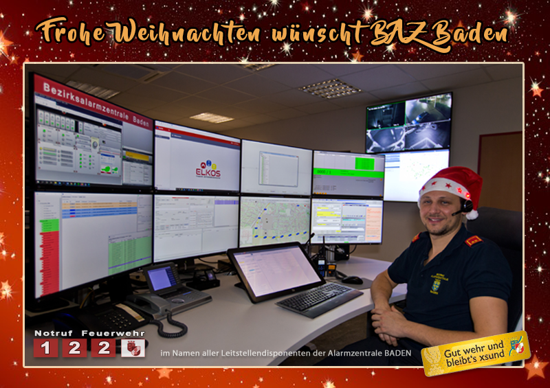 Weihnachtsgruesse aus der Bezirksalarmzentrale BADEN  Foto/Grafik: © Stefan Schneider BFKDO BADEN