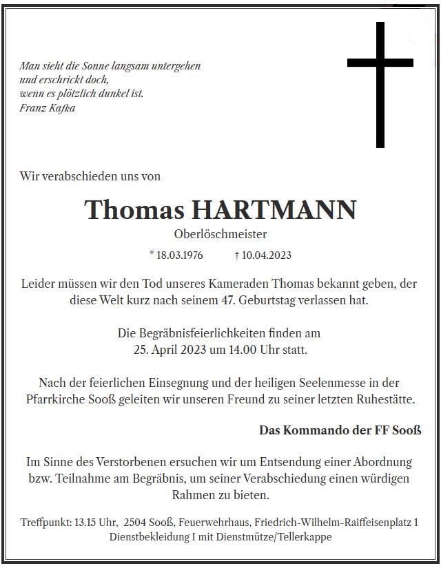 Verabschiedung OLM Thomas Hartmann FF Sooss