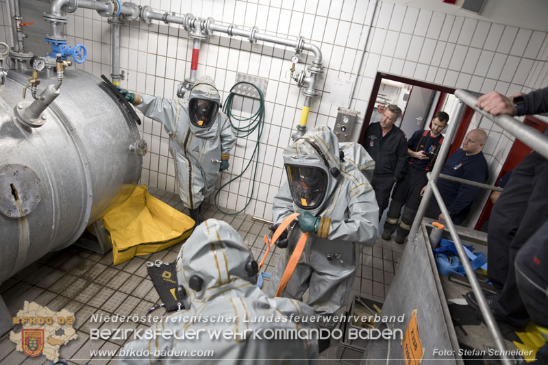 Schadstoffdienst Fortbildung 2024 des Bezirksfeuerwehrkommandos BADEN bei der BF Wien in Floridsdorf  Foto: Stefan Schneider BFKDO 