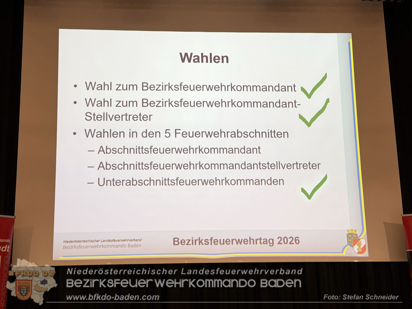 Bezirksfeuerwehrtag und Wahlen 2026 Feuerwehrbezirk BADEN Foto: Stefan Schneider BFKDO BADEN